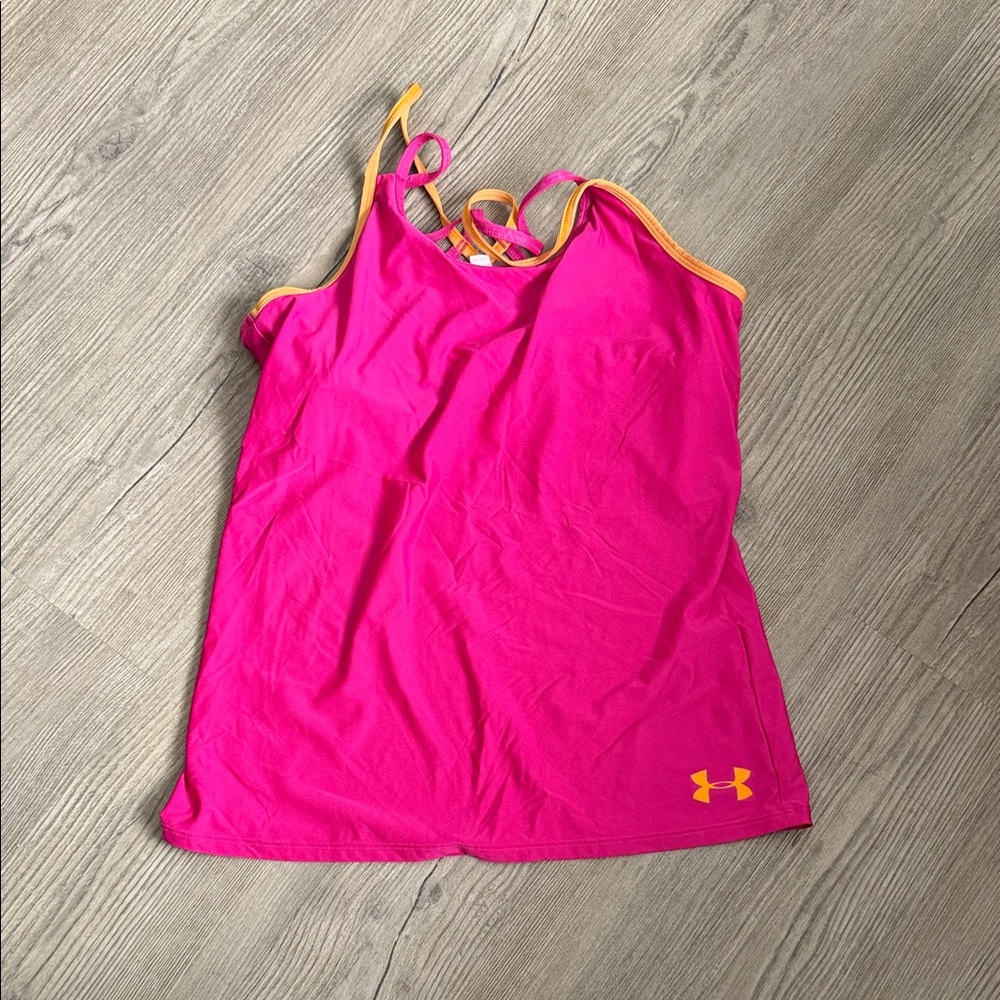 Under Armour Vibrant Pink Tank with Yellow Accents
